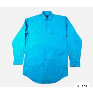 Alfani Mens Regular Fit Turquoise Dress Shirt XL 17-17 1/2 36-37 Cotton Blend